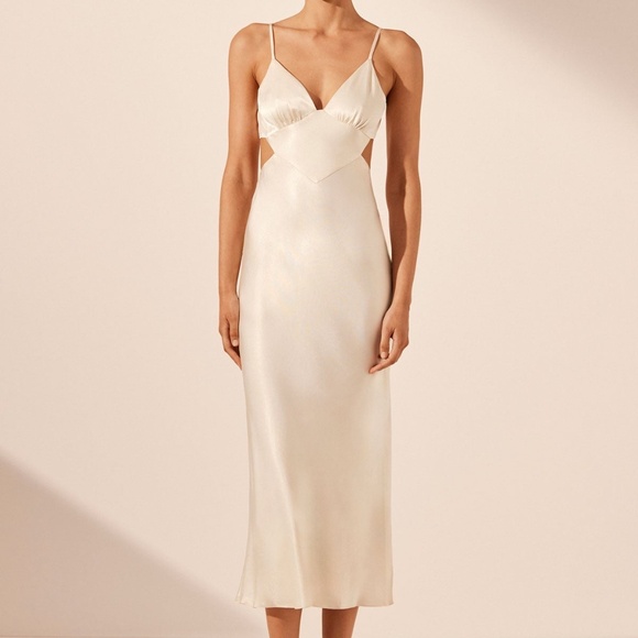 cream lace maxi dress Shona Joy La Lune Cross Back in White Collar Size:18.5 from waist to hem fairytale goddess ball gown wedding dress Off Shoulder Flowy White